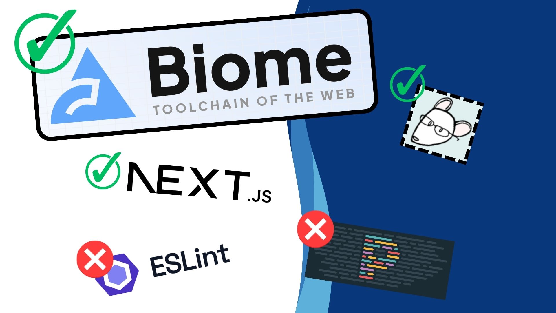 Logos of Biome, Nextjs, and Editorconfig